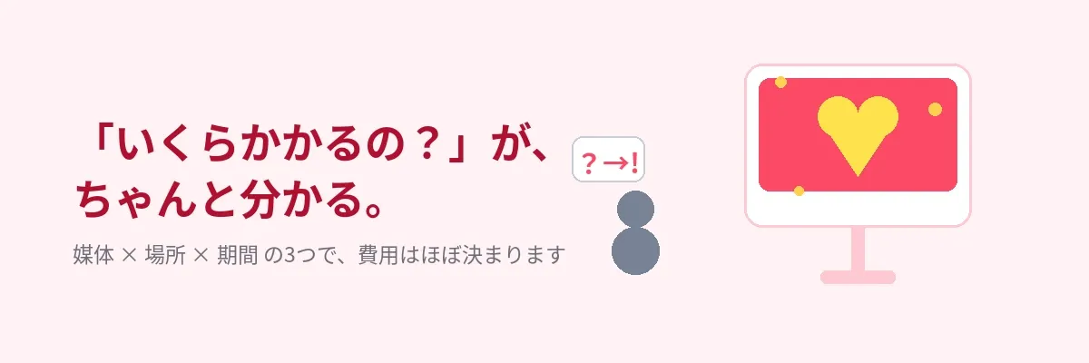 「いくらかかるの？」が分かる｜費用は媒体×場所×期間で決まる
