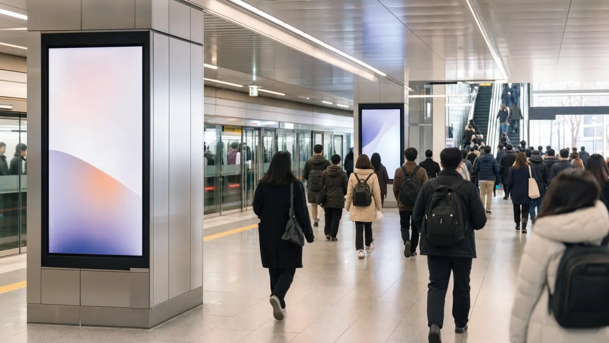 Realistic subway support ad screen in Korea for first-time K-pop fan projects