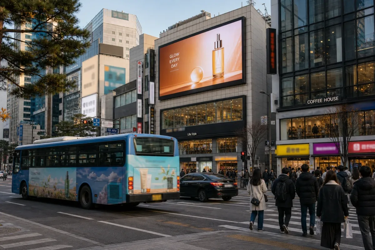 Berbagai media iklan luar ruang di Seoul, Korea