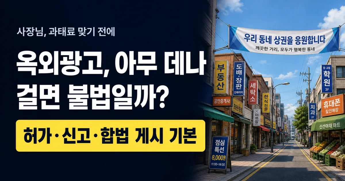 옥외광고, 아무 데나 걸면 불법일까? — 소상공인이 알아야 할 허가·신고·합법 게시 기본